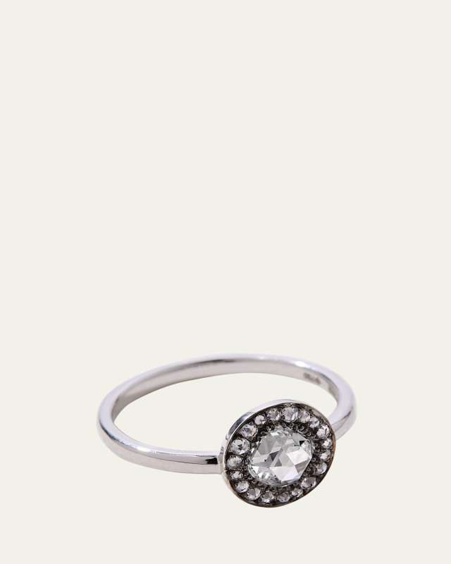 18K White Gold Small Lab Diamond Single Halo Ring